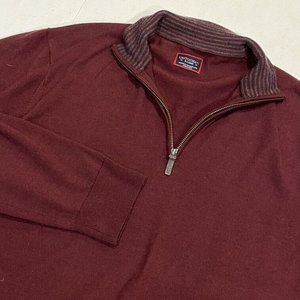 UNTUCKit Men's Wool Quarter Zip Pullover Maroon‎ Sweater